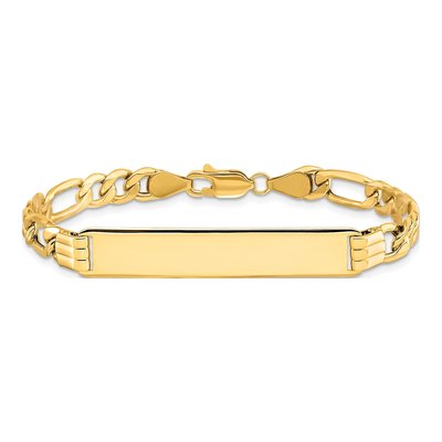 10K Yellow Gold 5.98mm Semi-Solid Figaro Curb ID Bracelet – view 3