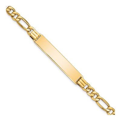 10K Yellow Gold 5.98mm Semi-Solid Figaro Curb ID Bracelet