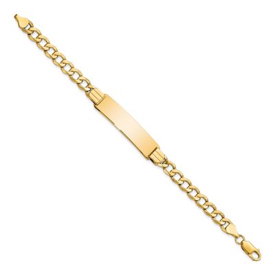 10K Yellow Gold 7.36mm Semi-Solid Curb ID Bracelet – view 2