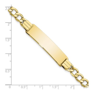 10K Yellow Gold 7.36mm Semi-Solid Curb ID Bracelet – view 3