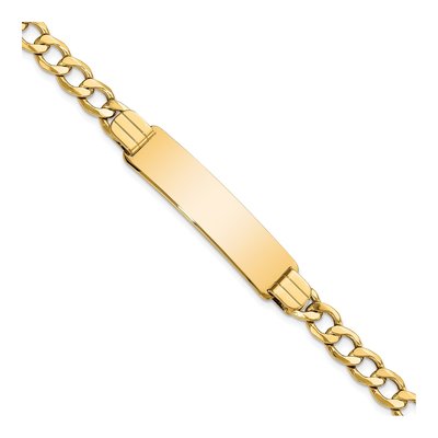 10K Yellow Gold 7.36mm Semi-Solid Curb ID Bracelet