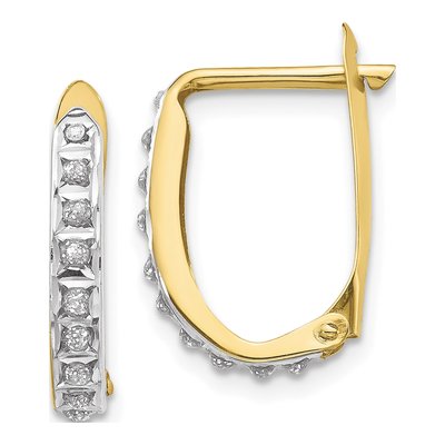 10K Yellow Gold 11mm Diamond Hoop Earrings