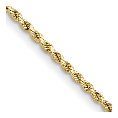 10K Yellow Gold 2mm Semi-Solid Diamond-Cut Rope Chain