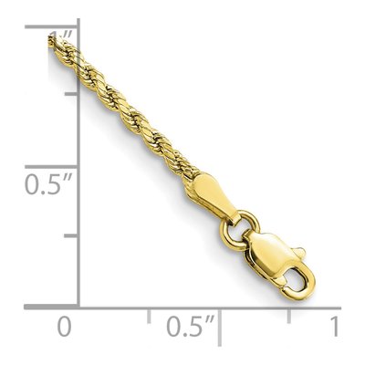 10K Yellow Gold 2mm Semi-Solid Diamond-Cut Rope Chain Bracelet – view 2