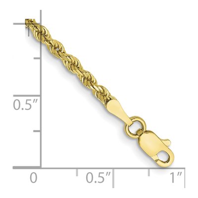 10K Yellow Gold 2.5mm Semi-Solid Diamond-Cut Rope Chain Bracelet – view 2