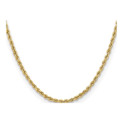 10K Yellow Gold 3mm Semi-Solid Diamond-Cut Rope Chain – view 2
