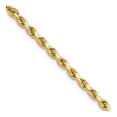 10K Yellow Gold 3mm Semi-Solid Diamond-Cut Rope Chain