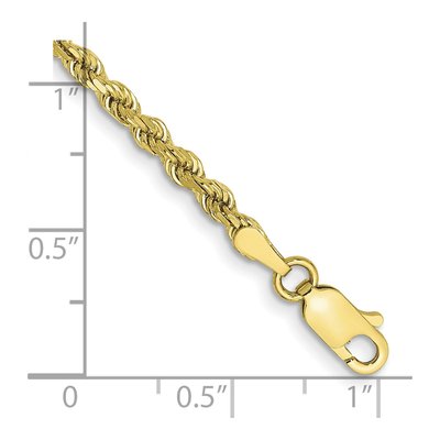 10K Yellow Gold 3mm Semi-Solid Diamond-Cut Rope Chain Bracelet – view 2