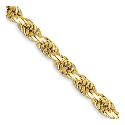 10K Yellow Gold 3.5mm Semi-Solid Diamond-Cut Rope Chain