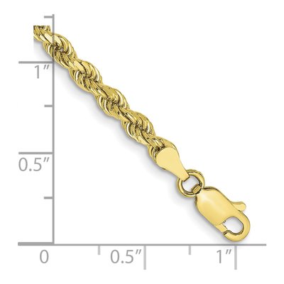 10K Yellow Gold 3.5mm Semi-Solid Diamond-Cut Rope Chain Bracelet – view 2