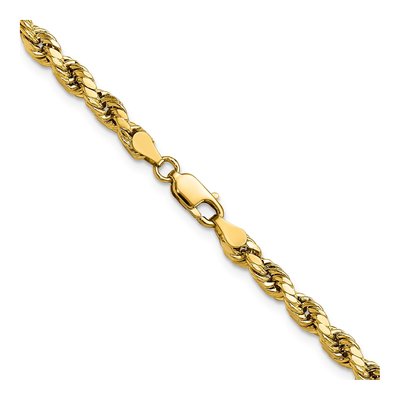 10K Yellow Gold 4mm Semi-Solid Diamond-Cut Rope Chain – view 3