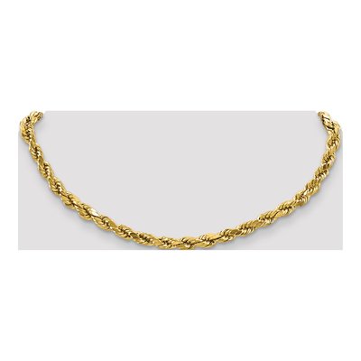 10K Yellow Gold 4mm Semi-Solid Diamond-Cut Rope Chain – view 4