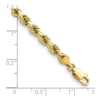 10K Yellow Gold 4mm Semi-Solid Diamond-Cut Rope Chain Anklet – view 2