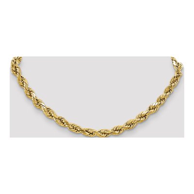 10K Yellow Gold 4.9mm Semi-Solid Diamond-Cut Rope Chain – view 4