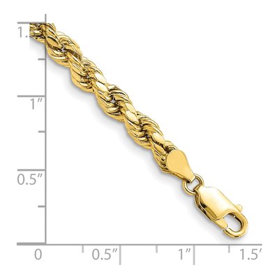 10K Yellow Gold 4.9mm Semi-Solid Diamond-Cut Rope Chain Anklet – view 2