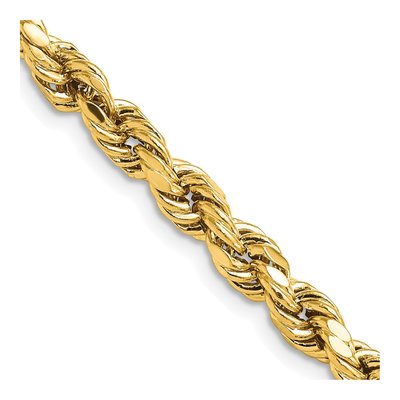 10K Yellow Gold 5.5mm Semi-Solid Diamond-Cut Rope Chain