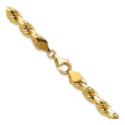 10K Yellow Gold 6.5mm Semi-Solid Diamond-Cut Rope Chain – view 3