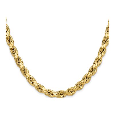 10K Yellow Gold 8mm Semi-Solid Diamond-Cut Rope Chain – view 2