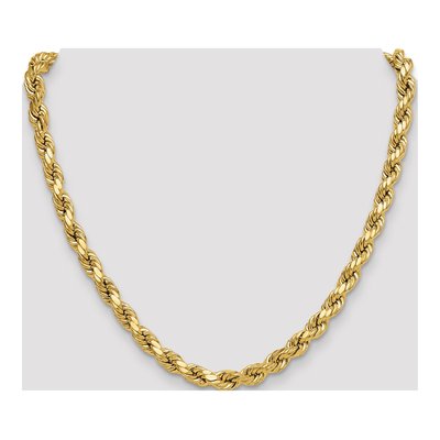 10K Yellow Gold 8mm Semi-Solid Diamond-Cut Rope Chain – view 4