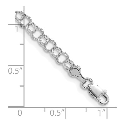 10K White Gold Hollow Link Charm Bracelet – view 2