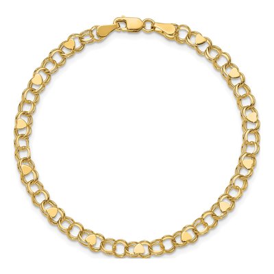 10K Yellow Gold Double Link Charm Bracelet – view 5