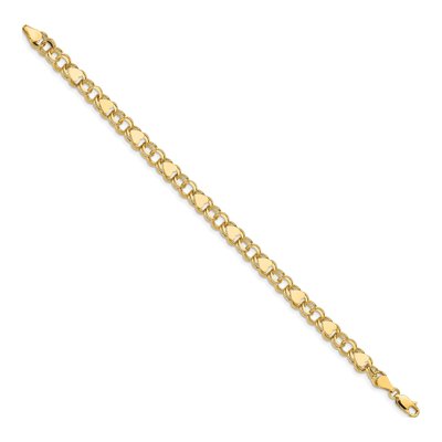 10K Yellow Gold Double Link Heart Charm Bracelet – view 2