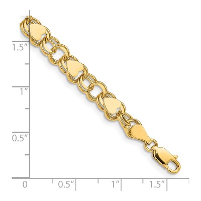 10K Yellow Gold Double Link Heart Charm Bracelet – view 3