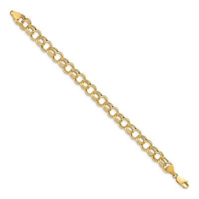 10K Yellow Gold Hollow Double Link Charm Bracelet – view 2