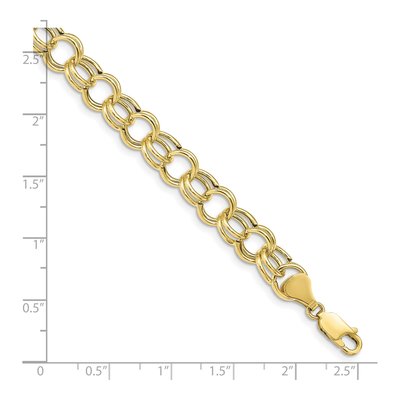 10K Yellow Gold Hollow Double Link Charm Bracelet – view 3