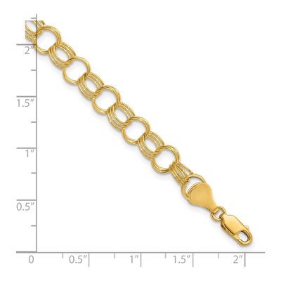 10K Yellow Gold Triple Link Charm Bracelet – view 2