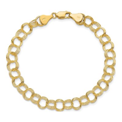 10K Yellow Gold Triple Link Charm Bracelet – view 4