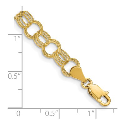 10K Yellow Gold Textured Charm Bracelet – view 2