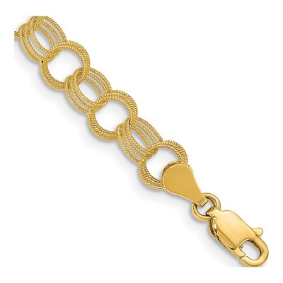 10K Yellow Gold Textured Charm Bracelet