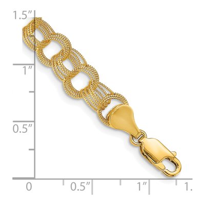 10K Yellow Gold Triple Link Charm Bracelet – view 2