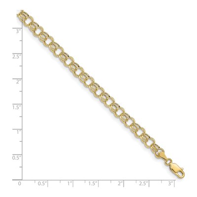 10K Yellow Gold Hollow Double Link Charm Bracelet – view 4