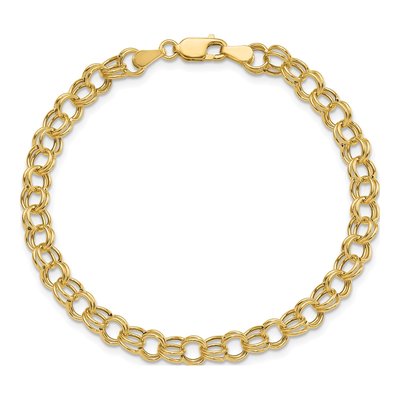 10K Yellow Gold Hollow Double Link Charm Bracelet – view 5