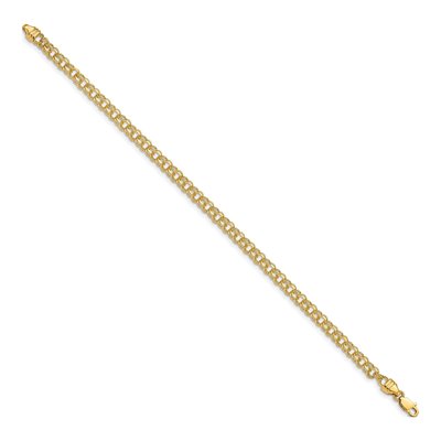 10K Yellow Gold Diamond-Cut Double Link Charm Bracelet – view 3