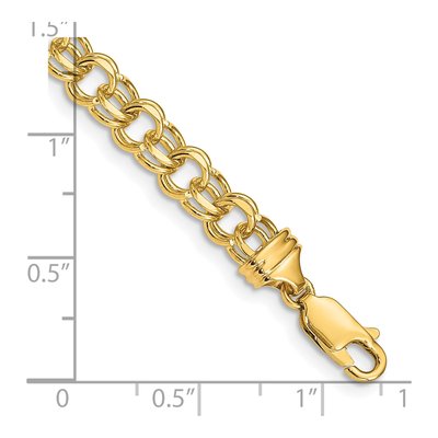 10K Yellow Gold Diamond-Cut Double Link Charm Bracelet – view 2