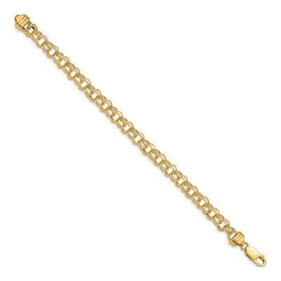 10K Yellow Gold Double Link Charm Bracelet – view 3