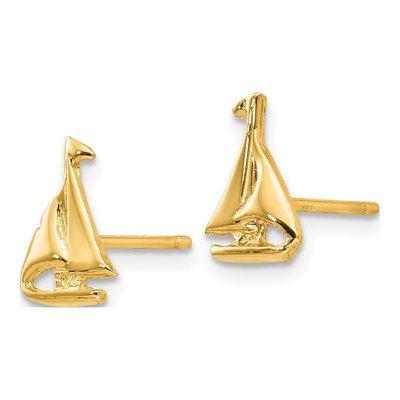 10K Yellow Gold Sailboat Stud Earrings – view 3