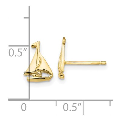 10K Yellow Gold Sailboat Stud Earrings – view 4