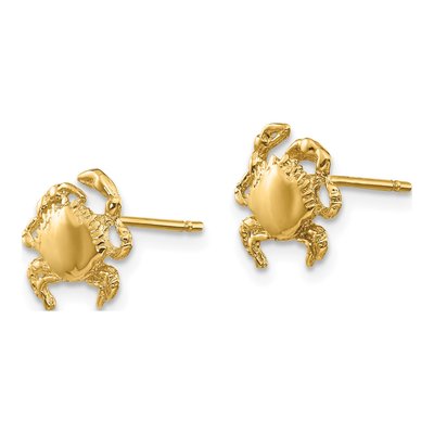 10K Yellow Gold Crab Button Stud Earrings – view 3