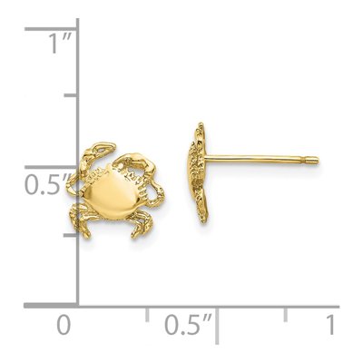 10K Yellow Gold Crab Button Stud Earrings – view 4