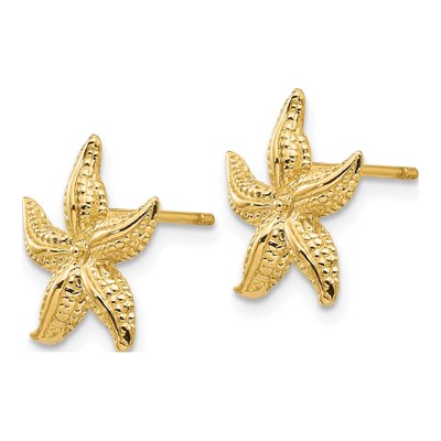 10K Yellow Gold Starfish Stud Earrings – view 3