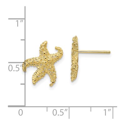 10K Yellow Gold Textured Starfish Stud Earrings – view 3