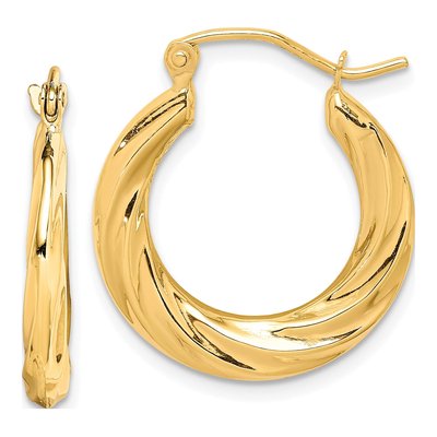 10K Yellow Gold 14mm Small Hoop Earrings