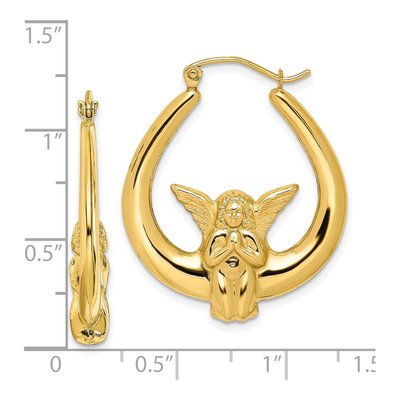 10K Yellow Gold 19mm Angel Hoop Earrings – view 3