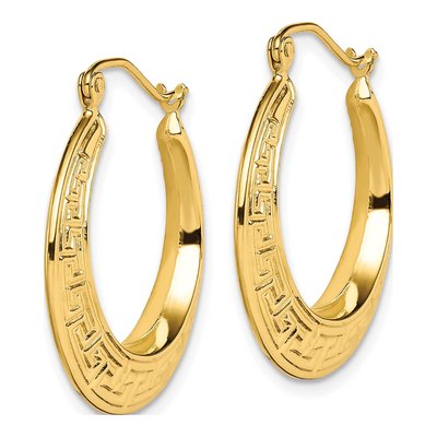 10K Yellow Gold 17mm Greek Key Hoop Earrings – view 3