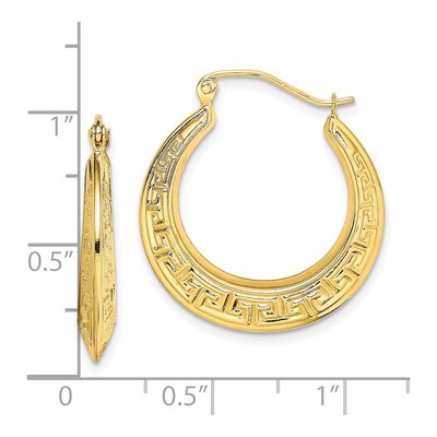10K Yellow Gold 17mm Greek Key Hoop Earrings – view 5