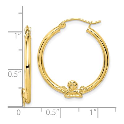 10K Yellow Gold 20mm Angel Hoop Earrings – view 5